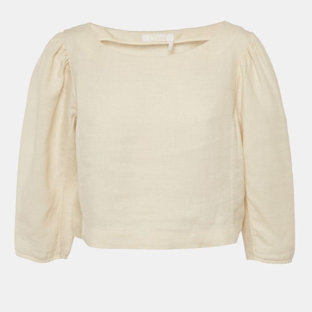 Chloe Beige Linen Top M